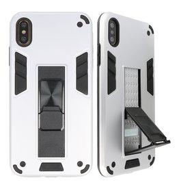 Stand Hardcase Backcover voor iPhone Xs Max Zilver