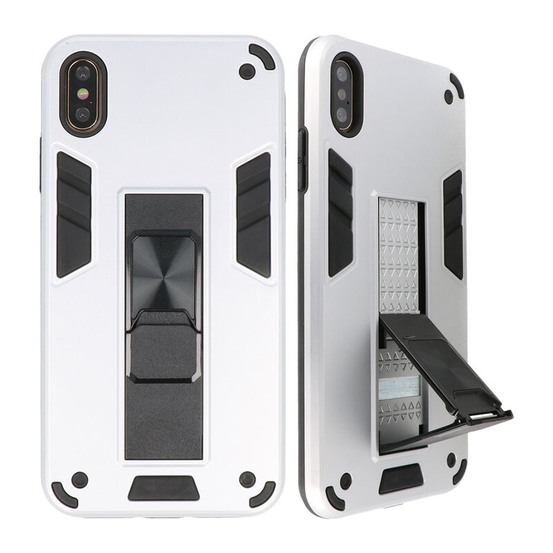 Stand Hardcase Backcover für iPhone Xs Max Silver