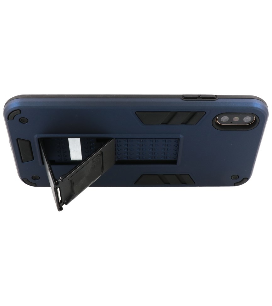 Carcasa trasera rígida Stand para iPhone Xs Max Azul marino