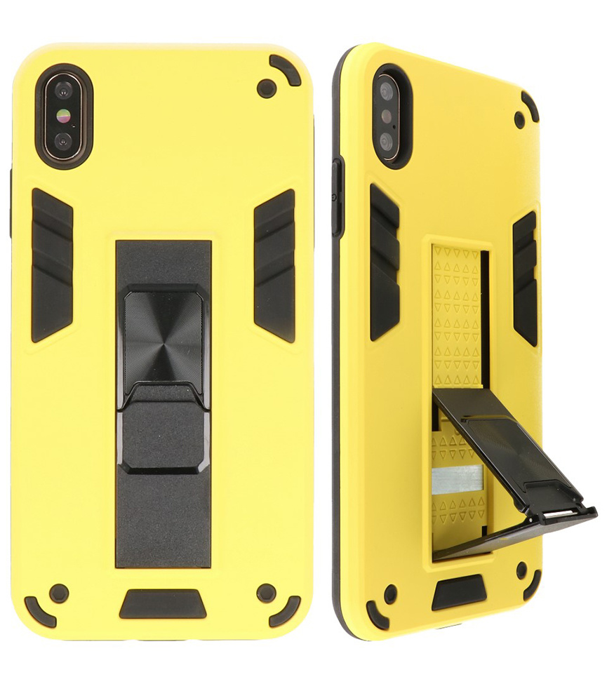Carcasa Trasera Stand Hardcase para iPhone Xs Max Amarillo