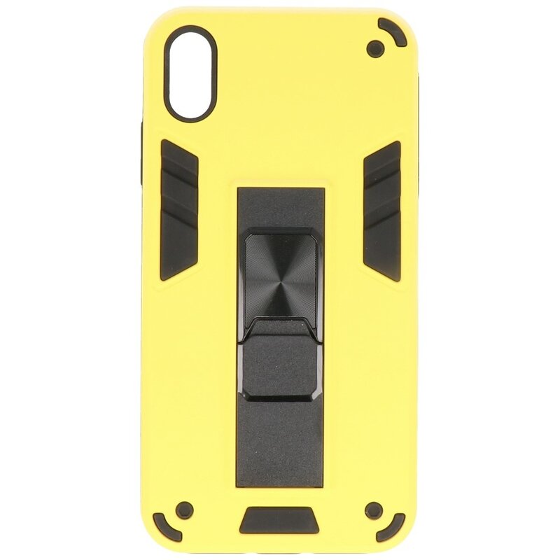 Carcasa Trasera Stand Hardcase para iPhone Xs Max Amarillo