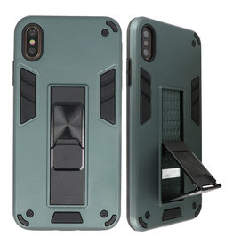 Stand Hardcase Backcover voor iPhone Xs Max Donker Groen