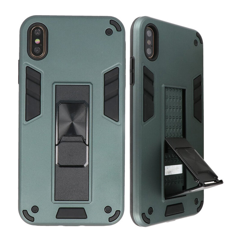 Stand Hardcase Backcover voor iPhone Xs Max Donker Groen