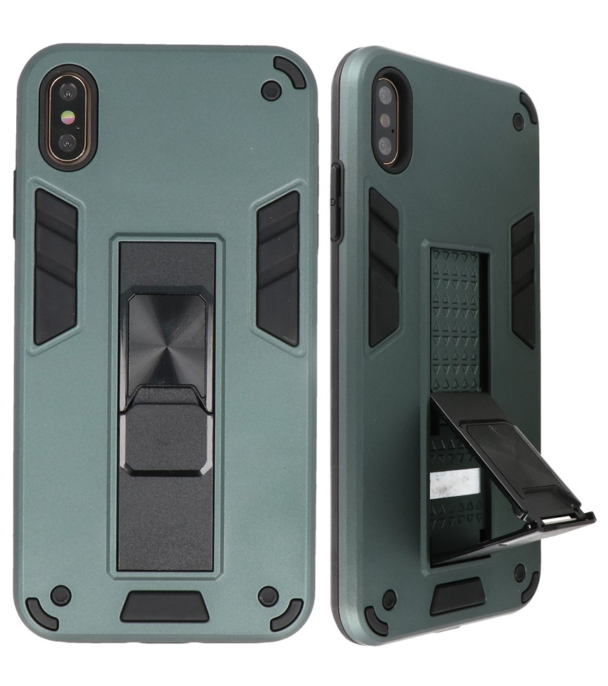 Carcasa trasera rígida Stand para iPhone Xs Max Verde oscuro