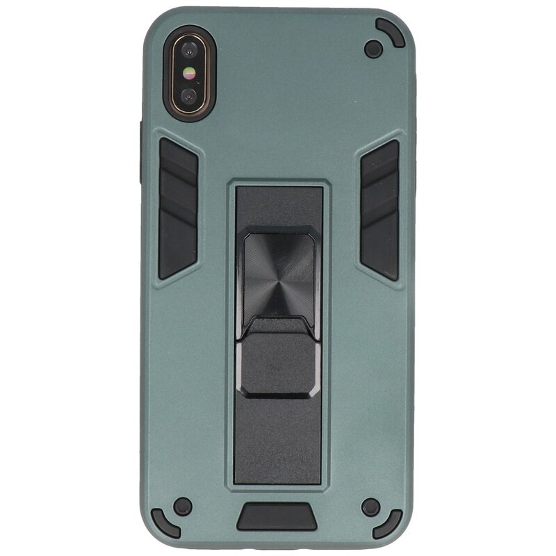 Stand Hardcase Backcover voor iPhone Xs Max Donker Groen