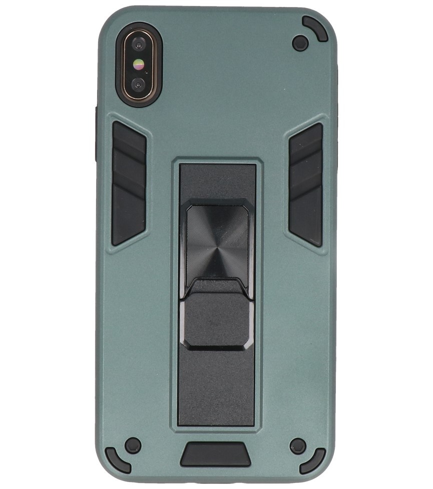 Carcasa trasera rígida Stand para iPhone Xs Max Verde oscuro