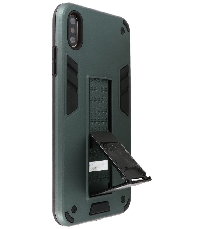 Carcasa trasera rígida Stand para iPhone Xs Max Verde oscuro