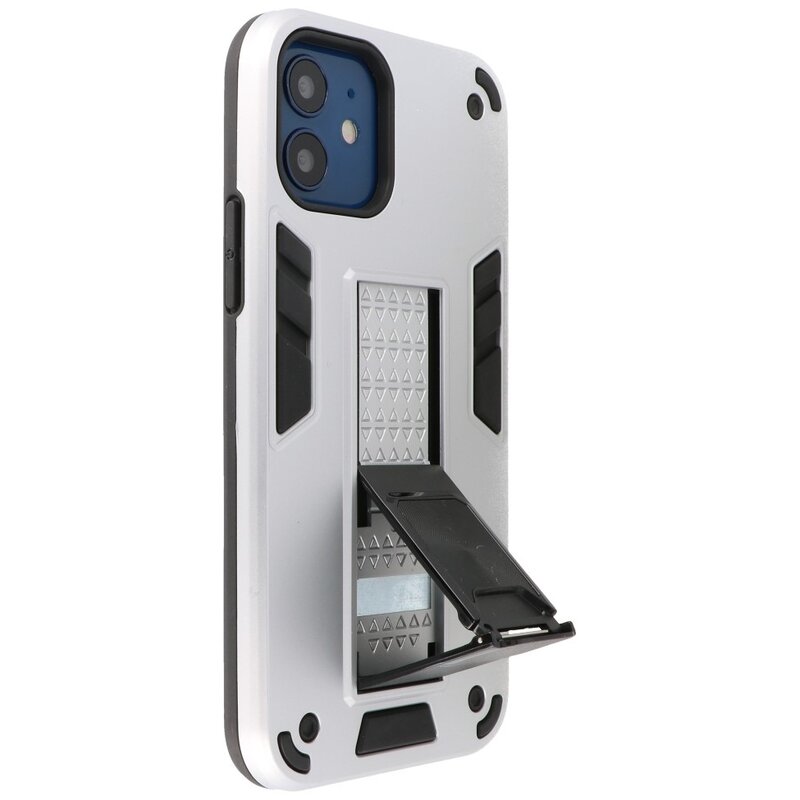 Stand Hardcase Backcover für iPhone 12 Mini Silver