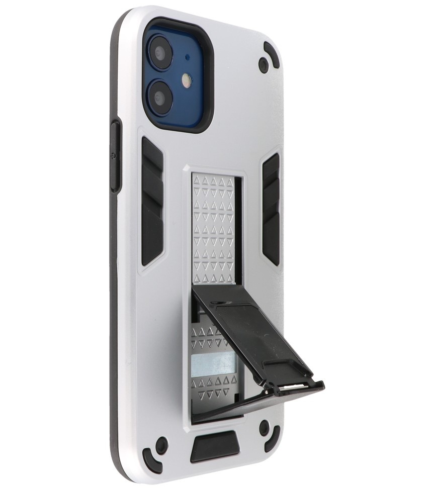 Stand Hardcase Backcover voor iPhone 12 Mini Zilver