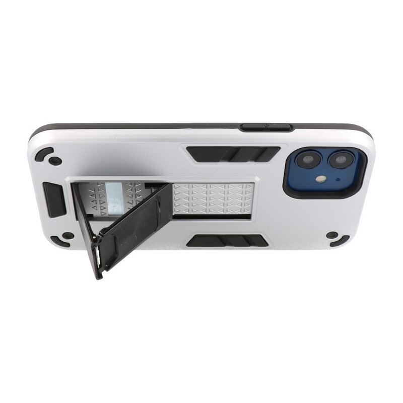 Stand Hardcase Backcover für iPhone 12 Mini Silver