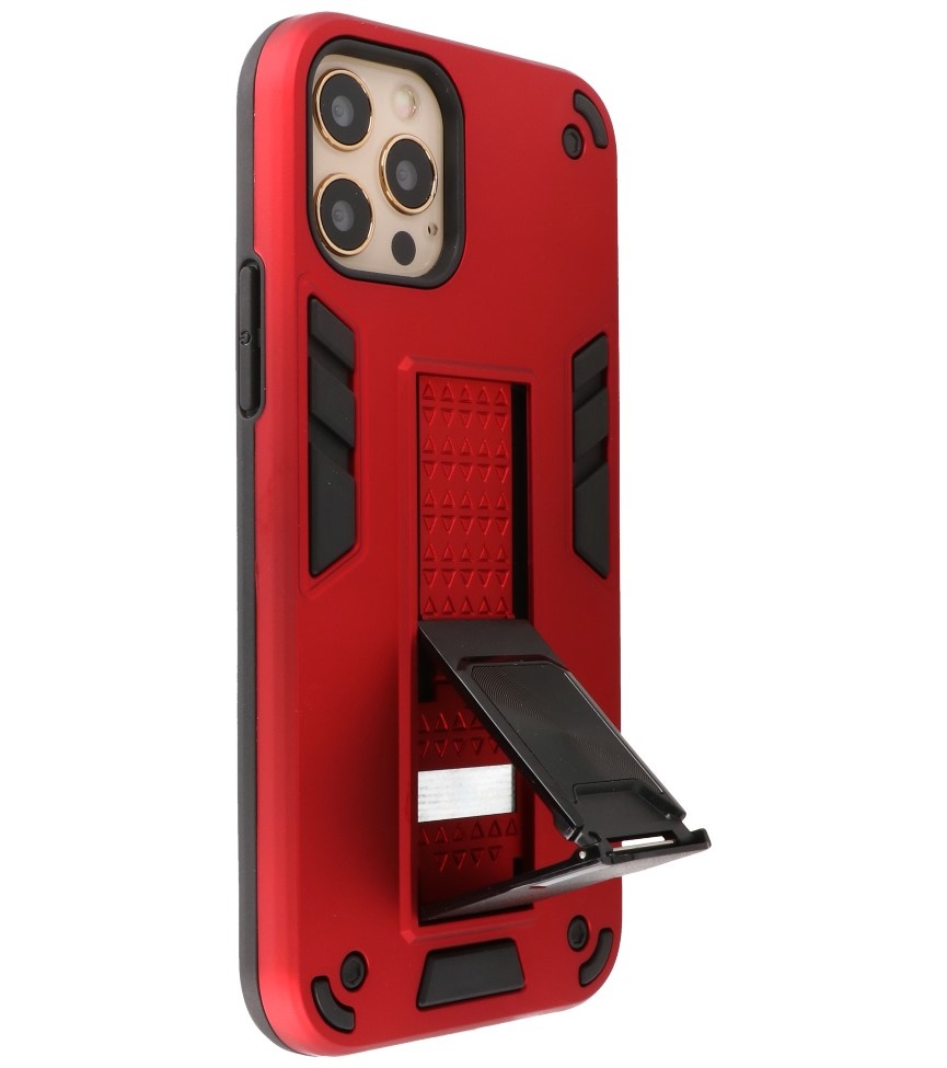 Bagcover til stativ Hardcase til iPhone 12 - 12 Pro Rød