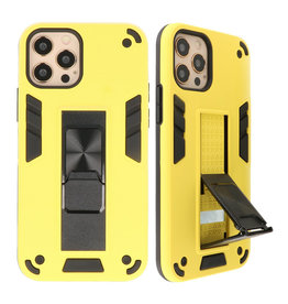 Cover posteriore rigida con supporto per iPhone 12-12 Pro giallo