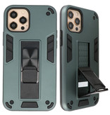 Stand Hardcase Backcover voor iPhone 12 - 12 Pro Donker Groen