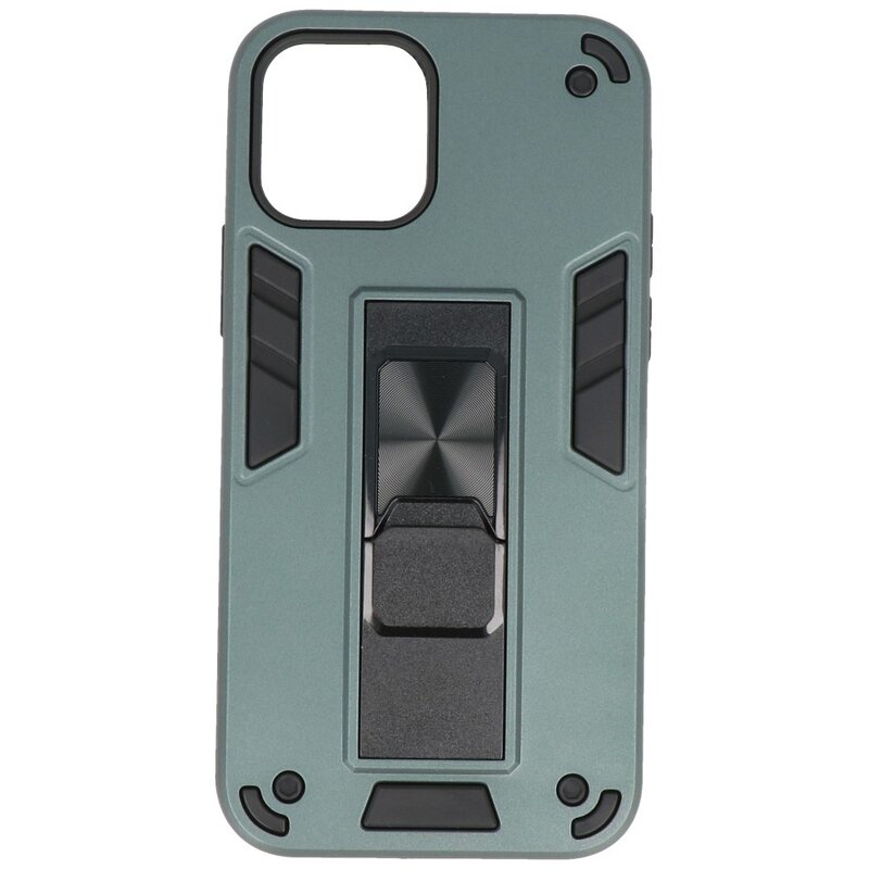 Stand Hardcase Backcover voor iPhone 12 - 12 Pro Donker Groen