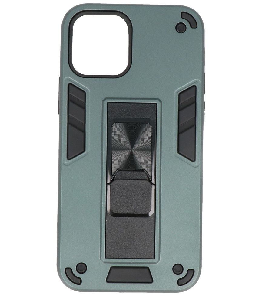 Stand Hardcase Backcover voor iPhone 12 - 12 Pro Donker Groen