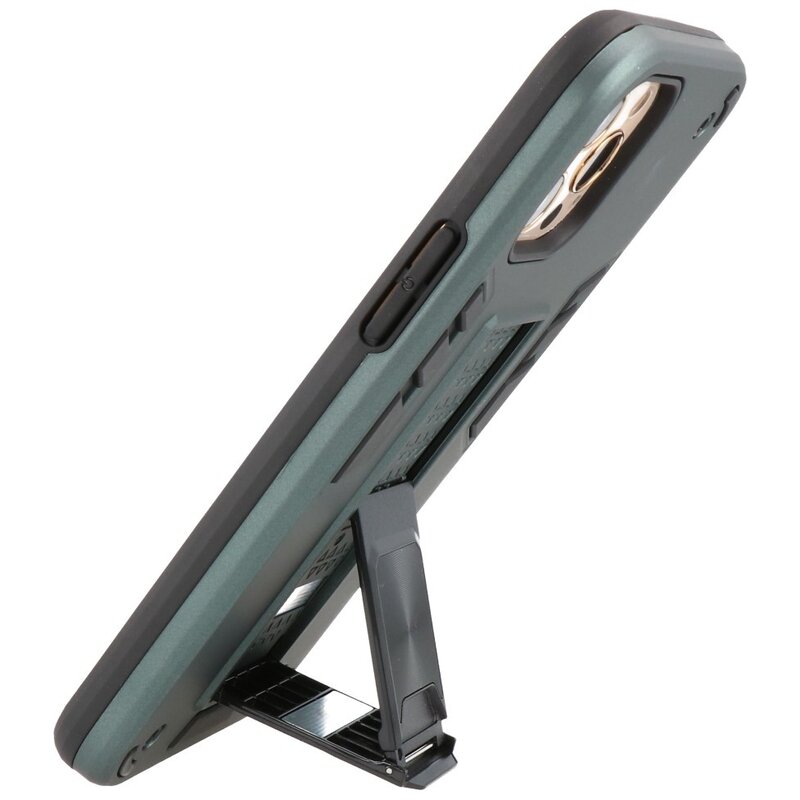 Stand Hardcase Backcover voor iPhone 12 - 12 Pro Donker Groen