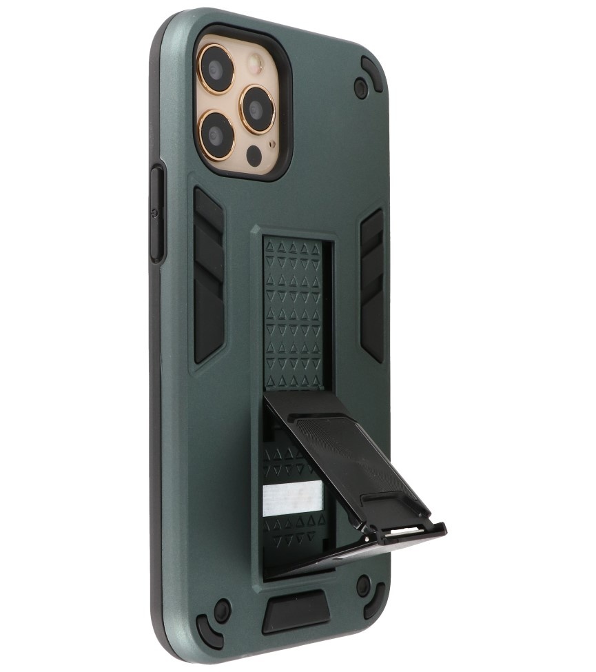 Stand Hardcase Backcover voor iPhone 12 - 12 Pro Donker Groen