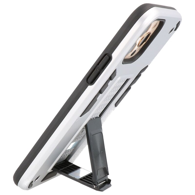 Carcasa trasera rígida Stand para iPhone 12 Pro Max Silver