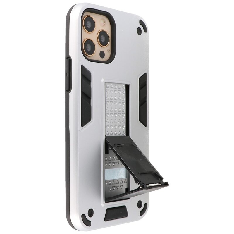 Stand Hardcase Backcover für iPhone 12 Pro Max Silver