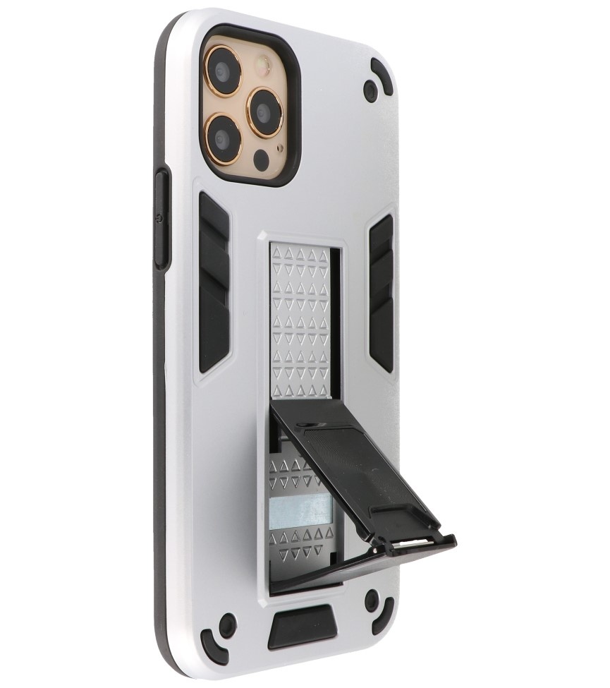 Carcasa trasera rígida Stand para iPhone 12 Pro Max Silver