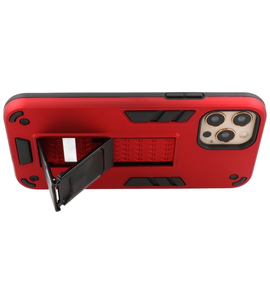Carcasa trasera rígida Stand para iPhone 12 Pro Max Rojo