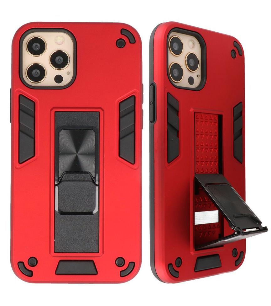 Carcasa trasera rígida Stand para iPhone 12 Pro Max Rojo