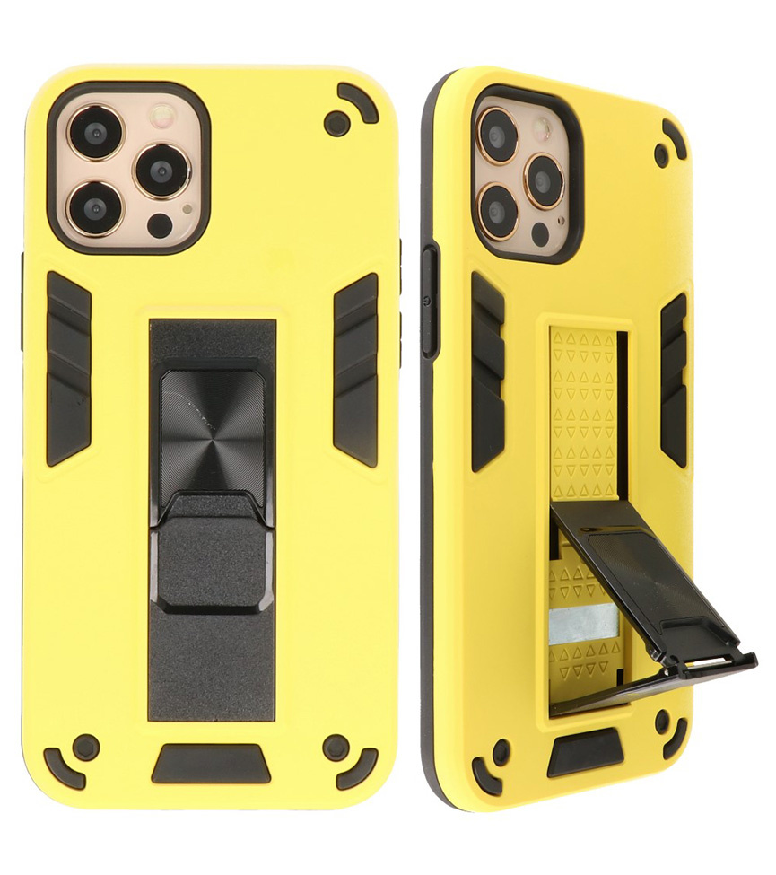 Carcasa trasera rígida Stand para iPhone 12 Pro Max Amarillo