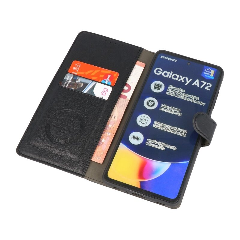 Etui Portefeuille de Luxe pour Samsung Galaxy A72 5G Noir
