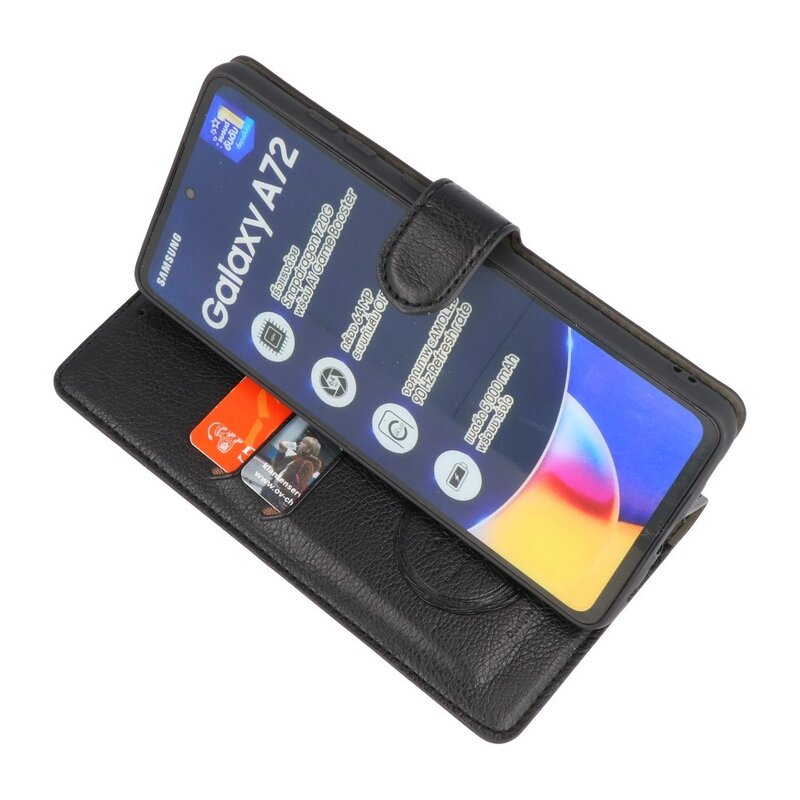 Luxe Portemonnee Hoesje voor Samsung Galaxy A72 5G Zwart