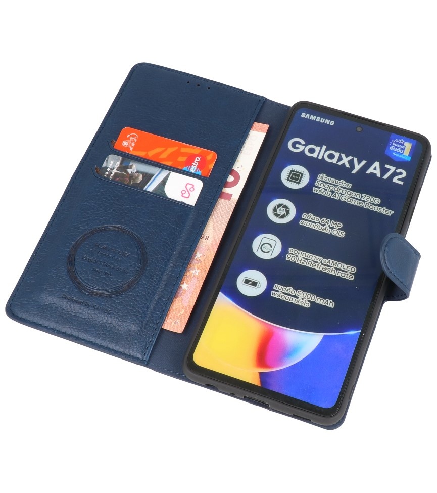 Luxus Brieftasche Fall für Samsung Galaxy A72 5G Navy