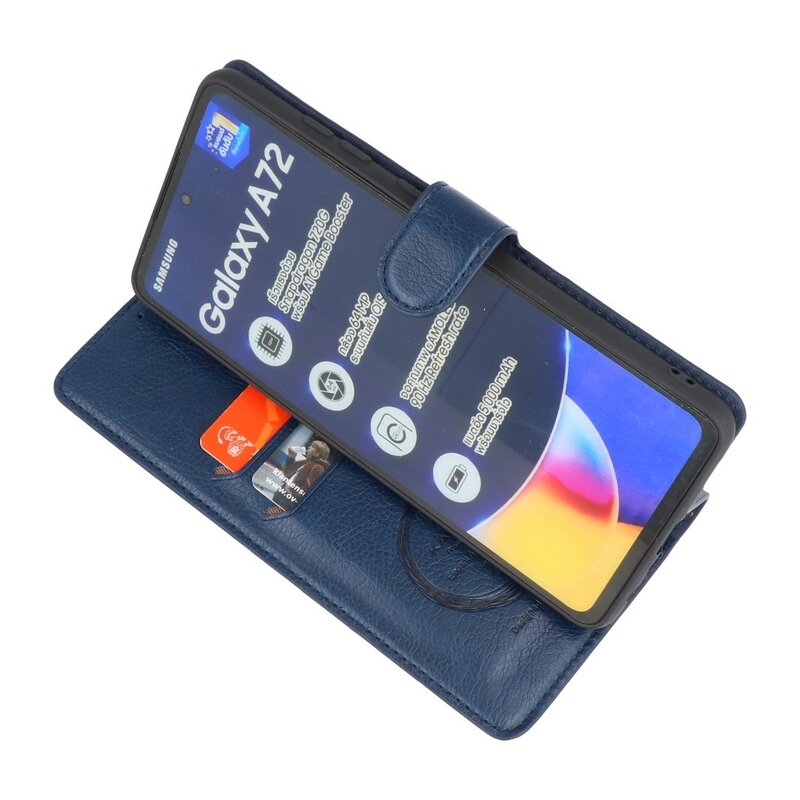 Luxe Portemonnee Hoesje voor Samsung Galaxy A72 5G Navy