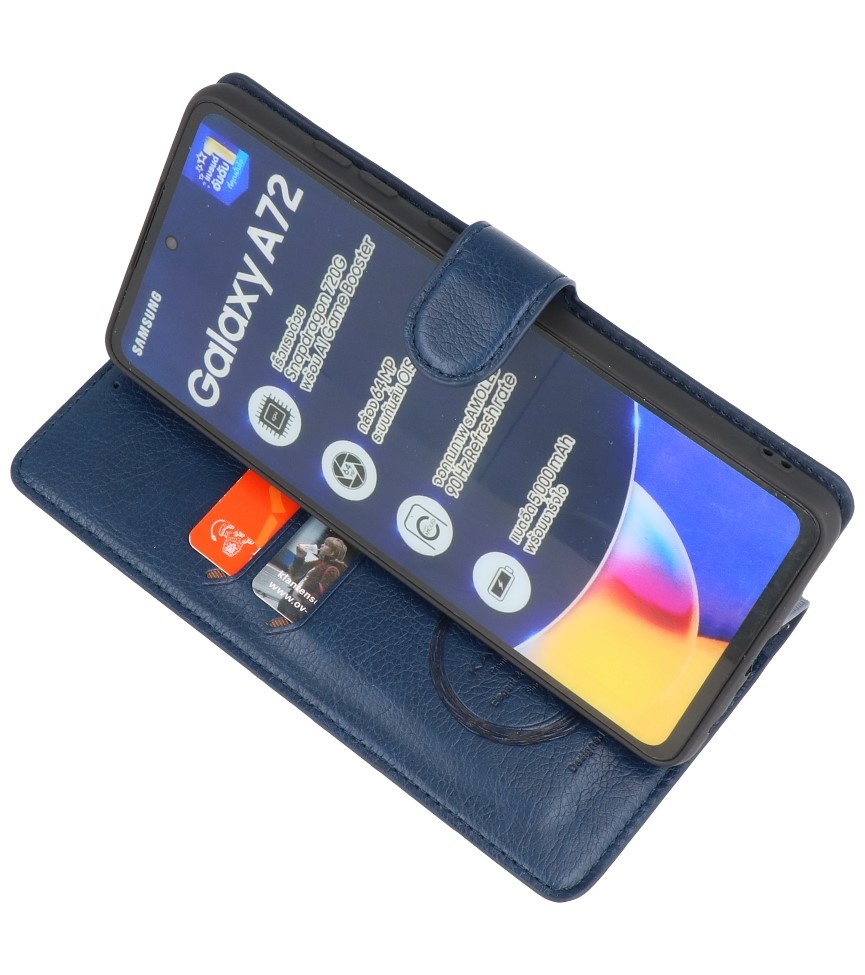 Estuche de lujo tipo billetera para Samsung Galaxy A72 5G Navy