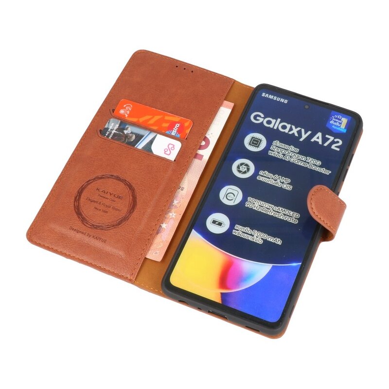 Luxus Brieftasche Hülle für Samsung Galaxy A72 5G Brown