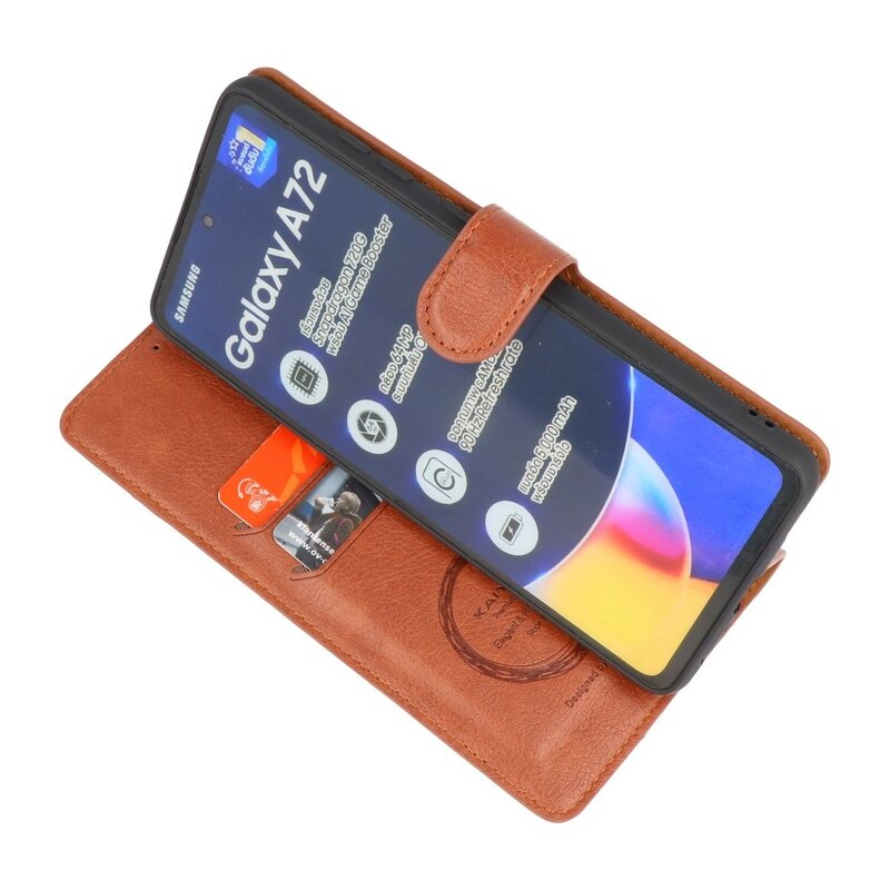 Custodia a portafoglio di lusso per Samsung Galaxy A72 5G marrone
