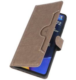 Estuche de lujo tipo billetera para Samsung Galaxy A72 5G gris