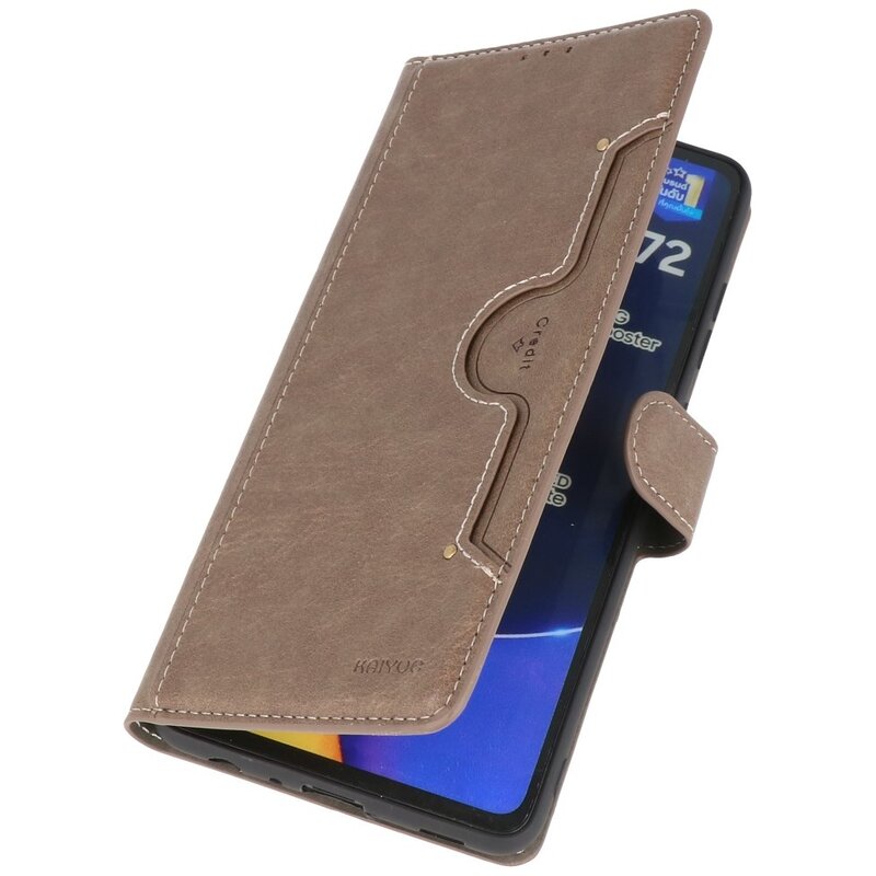 Custodia a portafoglio di lusso per Samsung Galaxy A72 5G grigia