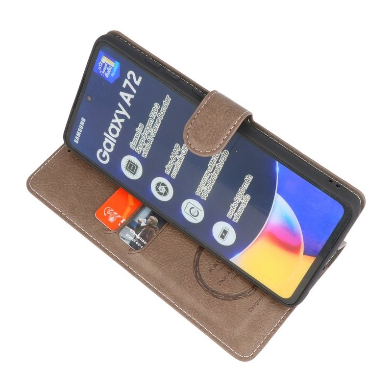 Luxe Portemonnee Hoesje voor Samsung Galaxy A72 5G Grijs