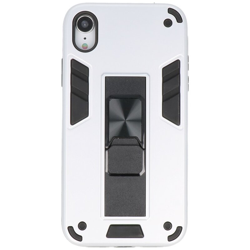 Stand Hardcase Backcover voor iPhone XR Zilver