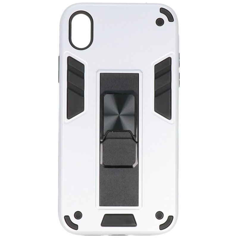 Stand Hardcase Backcover voor iPhone XR Zilver
