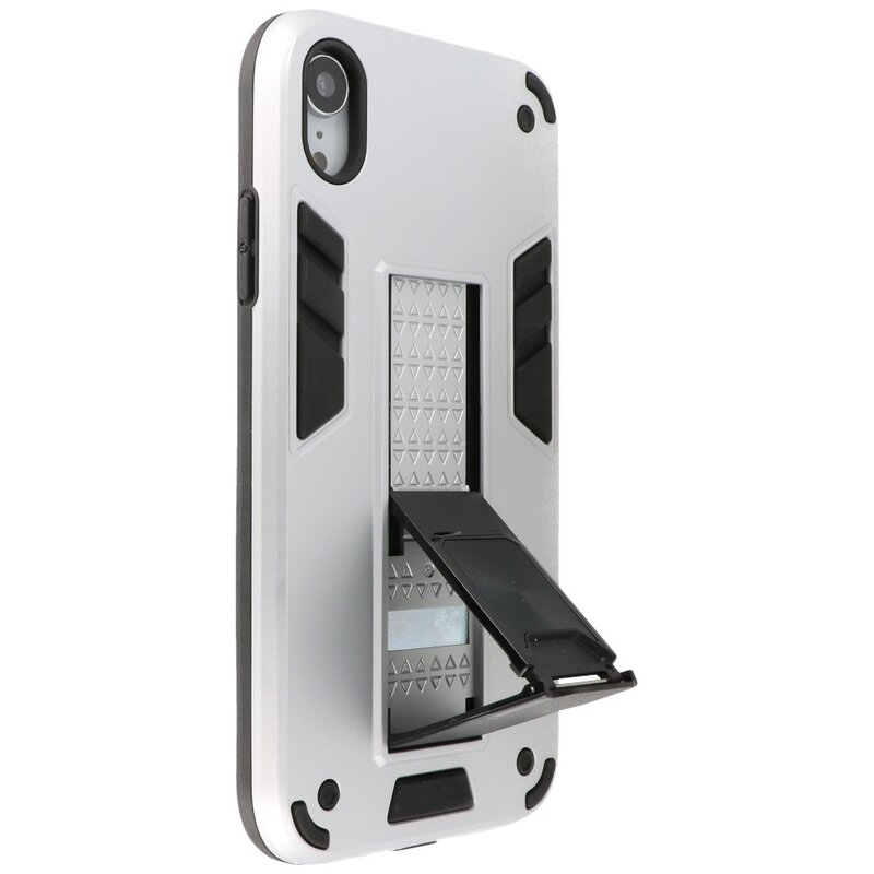 Stand Hardcase Backcover voor iPhone XR Zilver