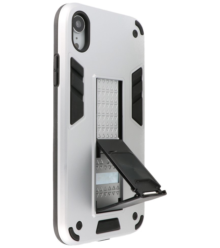 Stand Hardcase Backcover voor iPhone XR Zilver
