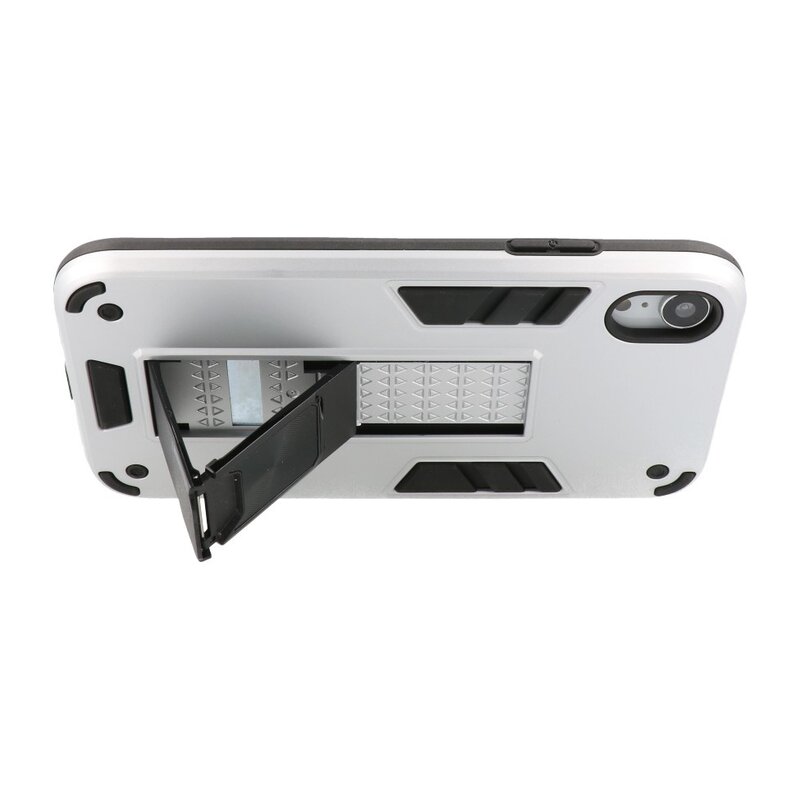 Stand Hardcase Backcover voor iPhone XR Zilver