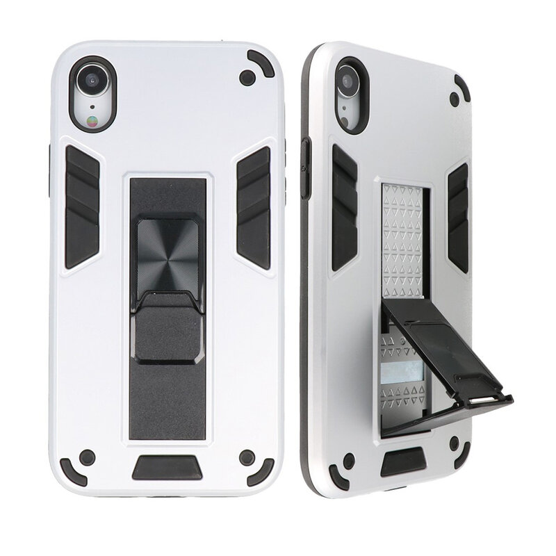 Stand Hardcase Backcover voor iPhone XR Zilver