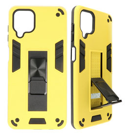 Carcasa trasera rígida Stand para Samsung Galaxy A12 Amarillo