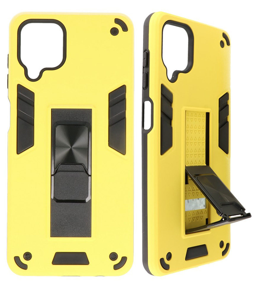 Stand Hardcase Backcover voor Samsung Galaxy A12 Geel
