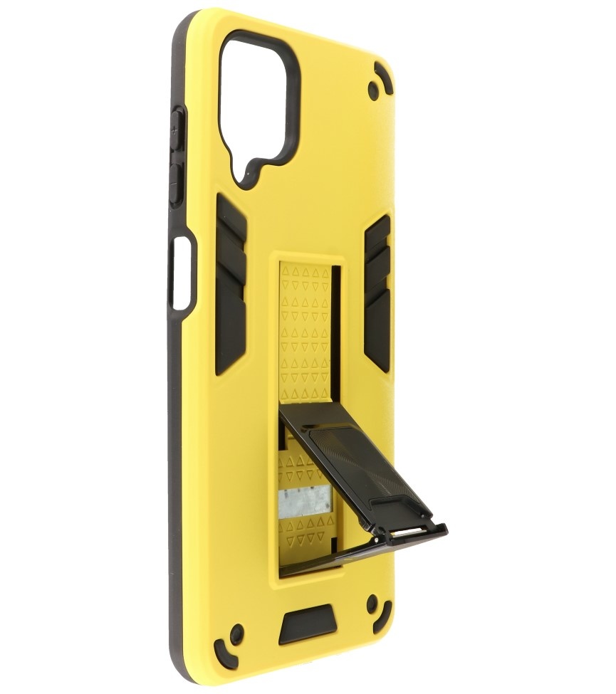 Carcasa trasera rígida Stand para Samsung Galaxy A12 Amarillo