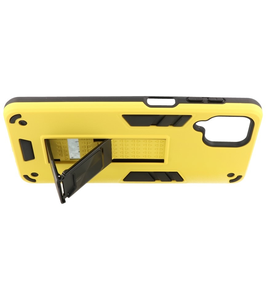 Carcasa trasera rígida Stand para Samsung Galaxy A12 Amarillo