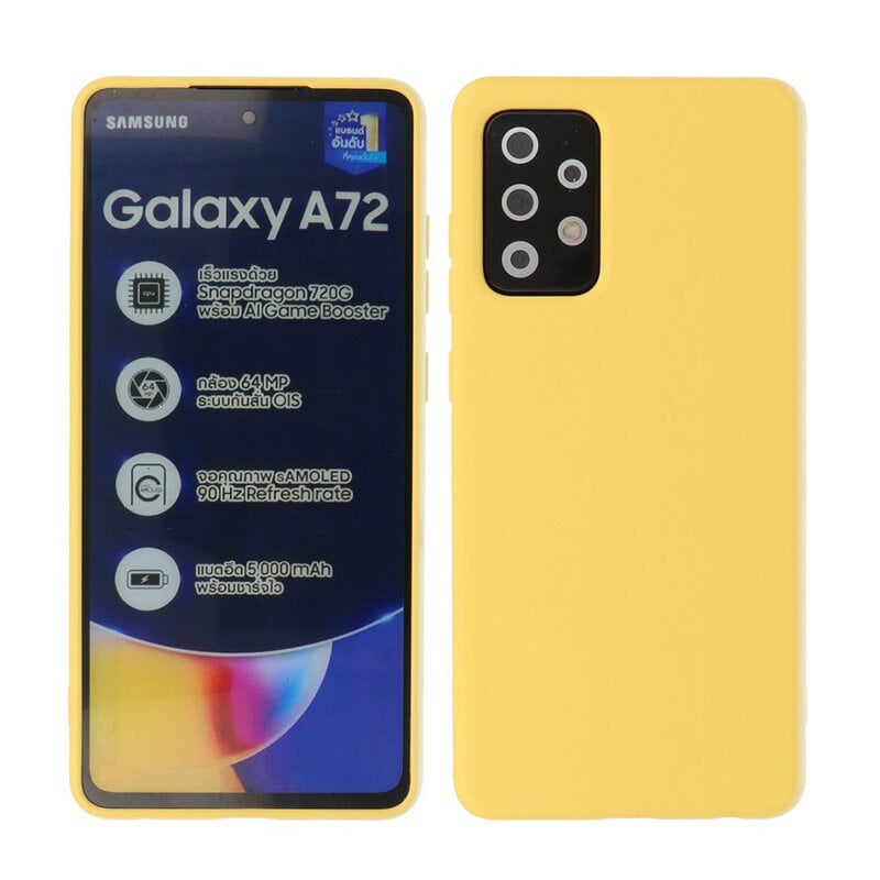 Coque en TPU couleur tendance de 2,0 mm d'épaisseur pour Samsung Galaxy A72 5G jaune