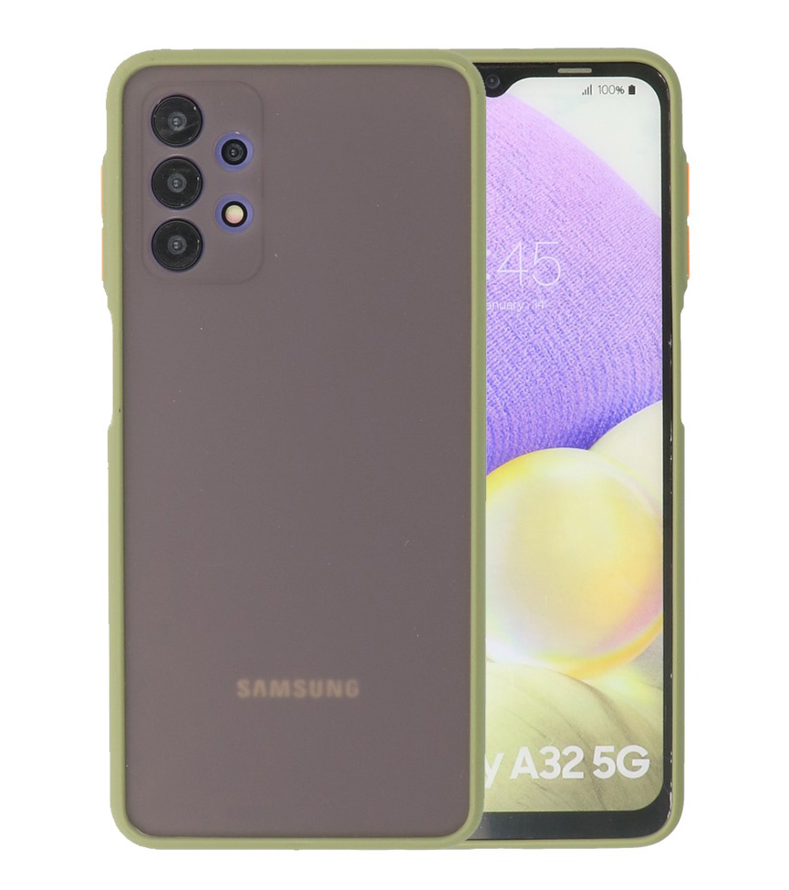 Estuche rígido con combinación de colores para Samsung Galaxy A32 5G Verde