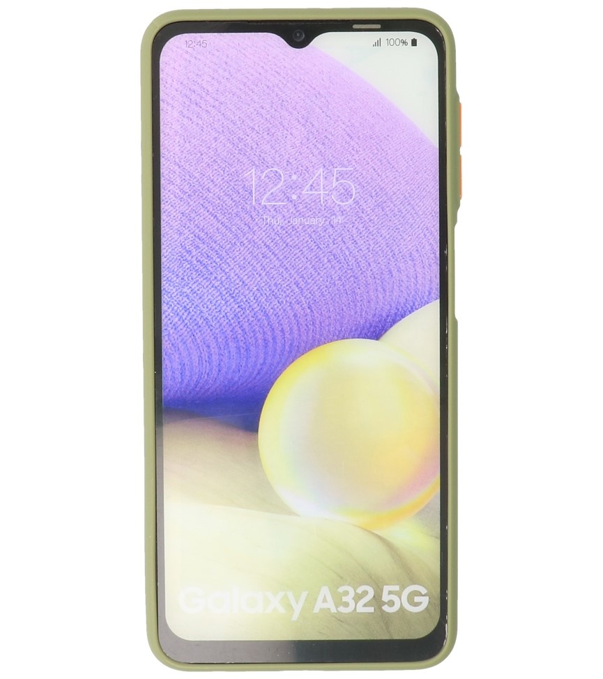 Estuche rígido con combinación de colores para Samsung Galaxy A32 5G Verde